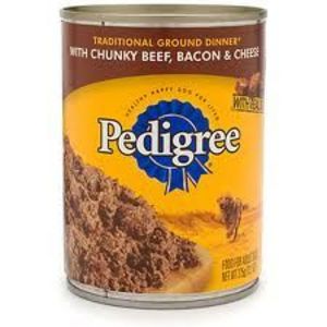 Pedigree Meaty Ground Dinner with Chunky Beef, Bacon & Cheese Canned Food