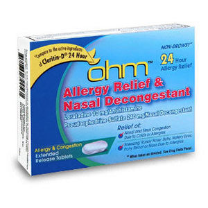 Ohm Allergy Relief and Nasal Decongestant Tablets