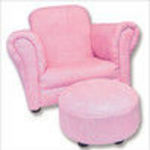 Trend Lab 107003 Pink Suede Stuffed Chair and Ottoman