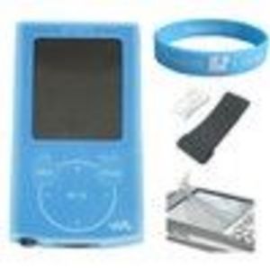 Blue Jello Silicone Skin Case for Sony walkman E-340 Series E-344 E-343 8GB 16GB + Armband + Beltcli...