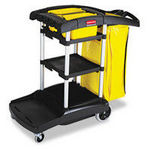Rubbermaid High Capacity Cleaning Cart Black Plastic/Yellow Accents