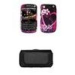 Blackberry Curve 8520 / 8530 Premium Multi Color Groove Bubbles Design Case Cover SnapOn Protector + Leather Case Side Pouch for Blackberry Curve 8520 / 8530