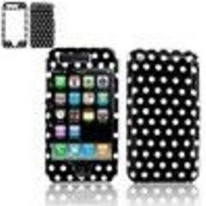 Apple iPhone 3G "PDA" Black/White Polka Dot Design Protective Case + Free LiveMyLife Wristband