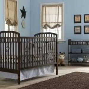 Nursery 101 Babies Room Basics Baby Crib and Changing Table Set, Dark Walnut