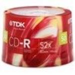 TDK (DHCDR80KXCB50T) 52x CD-R Storage Media (50 Pack)