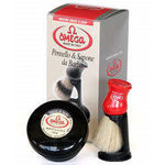 Omega Boar Brush Shaving Set w/ Holder and Soap Bowl