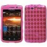 Blackberry Storm2 9550 Hot Pink Argyle Pane (Semi Transparent) Premium Candy Skin Phone Protector Cover Case