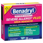 Benadryl Severe Allergy Plus Sinus Headache Relief Caplets