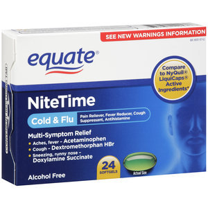 Equate NiteTime Cold & Flu Multi-Symptom Relief Softgels