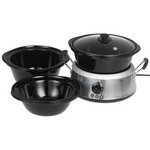 Hamilton Beach 3-in-1 Slow Cooker with 2-, 4-, and 6-Quart Crocks, Stainless Steel