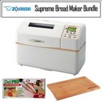 Zojirushi BB-CEC20 Home Bakery Supreme 2-Pound-Loaf Breadmaker with Deli Pro Kitchen Knife and Wusthof Bamboo Cutting Board BBCEC20WH/k1