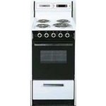20" Freestanding Electric Range With Manual Clean Black See-Thru Door Clock with Timer Porcelain Oven Deluxe 8" Backguard Chrome Handle & In