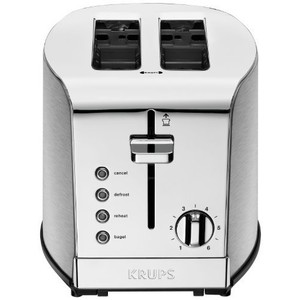 KRUPS Breakfast Set 2-Slice Toaster with Brushed and Chrome Stainless Steel Housing, Silver