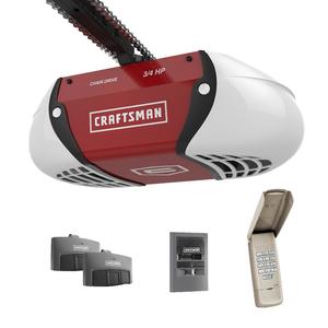 Craftsman ¾ HP Chain Drive Garage Door Opener with two Multi-Function Remotes, Keypad, and Motion Detecting Wall Control