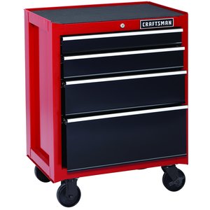 Craftsman 26 in. 4-Drawer Heavy-Duty Ball Bearing Rolling Cabinet - Red/Black