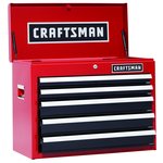 Craftsman 26 in. 5-Drawer Heavy-Duty Ball Bearing Top Chest - Red/Black
