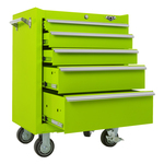 Viper Tool Storage 26" 5 Drawer 18G Steel Roller Cabinet, Lime