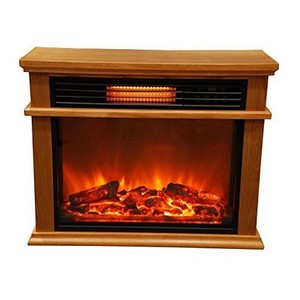 Lifesmart Life Pro Easy Large Room Infrared Fireplace Includes Deluxe Mantle In Burnished Oak & Remote