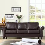 Oxford Creek Contemporary Sofa in Dark Brown Faux Leather