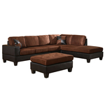 Venetian Worldwide Dallin Sectional Sofa and Ottoman - Chocolate - Right Side Chaise
