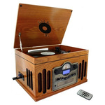 BACK TO THE 50's Antique Wooden 3 Speed Turntable with CD Player