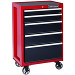 Craftsman 26 in. 5-Drawer Heavy-Duty Ball Bearing Rolling Cabinet - Red/Black